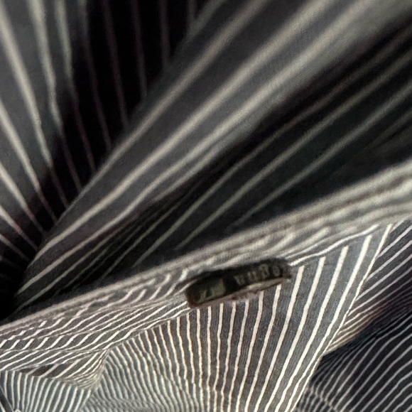 Zegna Mens 39 15.5 navy striped dress shirt - Picture 3 of 4